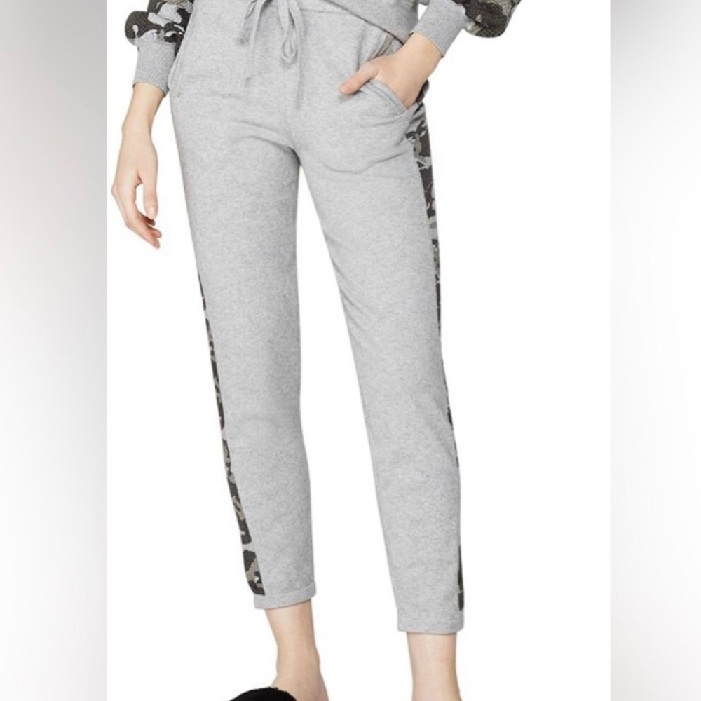 Monrow Cashmere:cotton Heather Gray Vintage inspired Camo strip Sweats s…